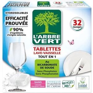 L'ARBRE VERT Tablettes lave-vaisselle - LARBRE VERT - 32 doses - Tout en 1 - Publicité L'ARBRE VERT Tablettes lave-vaisselle - LARBRE VERT - 32 doses - Tout en 1 - Publicité