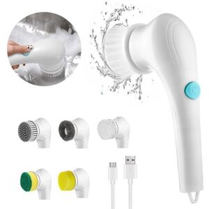 YULINLAND Brosse de Nettoyage Électrique - 5 Têtes de Brosse Interchangeables 360° Brosse vaisselle pour nettoyer la cuisine la douche lé Blanc - Publicité YULINLAND Brosse de Nettoyage Électrique - 5 Têtes de Brosse Interchangeables 360° Brosse vaisselle pour nettoyer la cuisine la douche lé Blanc - Publicité