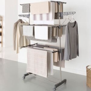 IDMARKET Séchoir à linge inox MAXIMA gris étendoir pliable Gris - Publicité IDMARKET Séchoir à linge inox MAXIMA gris étendoir pliable Gris - Publicité