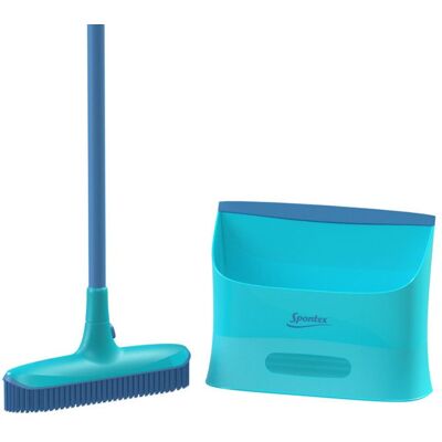 Balai Catch & Clean en Caoutchouc Spontex - Manche Télescopique Multi-Position et Pelle - Publicité Balai Catch & Clean en Caoutchouc Spontex - Manche Télescopique Multi-Position et Pelle - Publicité