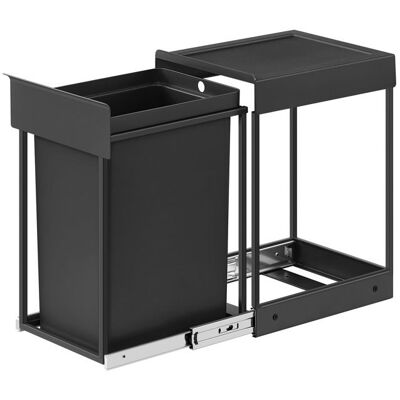 SONGMICS Poubelle de Cuisine Extractible 20 L en Acier Couvercle en Plastique ABS Noir Noir - Publicité SONGMICS Poubelle de Cuisine Extractible 20 L en Acier Couvercle en Plastique ABS Noir Noir - Publicité