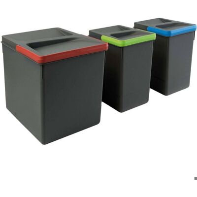 Emuca - Poubelles pour tiroir de cuisine Recycle Hauteur 266 1x15L + 2x7L Plastique gris antracite Plastique - Gris - Publicité Emuca - Poubelles pour tiroir de cuisine Recycle Hauteur 266 1x15L + 2x7L Plastique gris antracite Plastique - Gris - Publicité