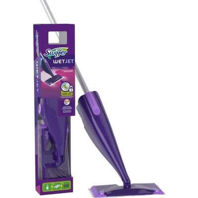 SWIFFER WetJet Balai Kit complet avec 5 lingettes 1 nettoyant Liquide 4 piles Violet - Publicité SWIFFER WetJet Balai Kit complet avec 5 lingettes 1 nettoyant Liquide 4 piles Violet - Publicité