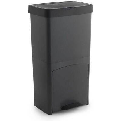 PEGANE Poubelle de tri sélectif à pédale poubelle de recyclage – 3 compartiments coloris noir 70 L Noir - Publicité PEGANE Poubelle de tri sélectif à pédale poubelle de recyclage – 3 compartiments coloris noir 70 L Noir - Publicité