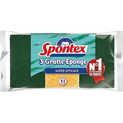 Lot de 12 gratte éponge quotidien très efficace - Spontex - Publicité Lot de 12 gratte éponge quotidien très efficace - Spontex - Publicité