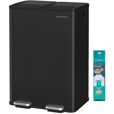 Poubelle de Cuisine - SONGMICS - 2 x 30 L - Double Compartiment - Fermeture Douce - Noir dEncre Noir - Publicité Poubelle de Cuisine - SONGMICS - 2 x 30 L - Double Compartiment - Fermeture Douce - Noir dEncre Noir - Publicité