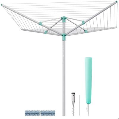 SONGMICS Étendoir à linge rotatif réglable en hauteur de 60 m extérieur jardin avec manchon de sol pinces à linge argenté/vert Vert - Publicité SONGMICS Étendoir à linge rotatif réglable en hauteur de 60 m extérieur jardin avec manchon de sol pinces à linge argenté/vert Vert - Publicité