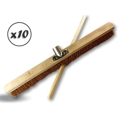 Balai cantonnier Lot de 10 80 cm coco naturel douille Ø28 avec manche Kibros 2080Mx10 - Publicité Balai cantonnier Lot de 10 80 cm coco naturel douille Ø28 avec manche Kibros 2080Mx10 - Publicité