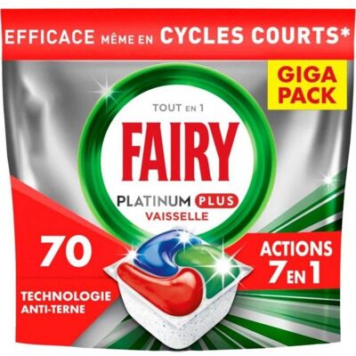 Fairy Platinum Plus Tablettes Lave-Vaisselle All In One Technologie Anti-Terne Regular 71 Capsules - Publicité Fairy Platinum Plus Tablettes Lave-Vaisselle All In One Technologie Anti-Terne Regular 71 Capsules - Publicité