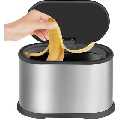 SODIAL Mini Poubelle avec Couvercle Petite Poubelle de Comptoir de Cuisine de 4 L Mini Poubelle en Acier Inoxydable ArgentéE Noir - Publicité SODIAL Mini Poubelle avec Couvercle Petite Poubelle de Comptoir de Cuisine de 4 L Mini Poubelle en Acier Inoxydable ArgentéE Noir - Publicité