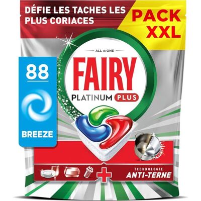 FAIRY Platinum Plus tablettes lave-vaisselle tout-en-1 88 tablettes sans parfum anti-terne et anti-calcaire cycle court efficace - Publicité FAIRY Platinum Plus tablettes lave-vaisselle tout-en-1 88 tablettes sans parfum anti-terne et anti-calcaire cycle court efficace - Publicité