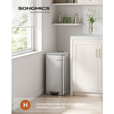 SONGMICS Poubelle de Cuisine 30 L avec Seau Intérieur Fermeture Douce et Maintien en Ouverture Argent Métallique Blanc - Publicité SONGMICS Poubelle de Cuisine 30 L avec Seau Intérieur Fermeture Douce et Maintien en Ouverture Argent Métallique Blanc - Publicité