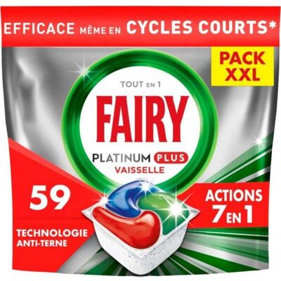 FAIRY Capsules Lave Vaisselles Tout en 1 Platinum plus 59 capsules - Publicité FAIRY Capsules Lave Vaisselles Tout en 1 Platinum plus 59 capsules - Publicité
