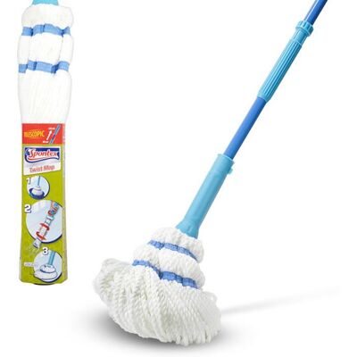 Manche a balai - tete de balai Spontex - 72110000 - Balai a Franges Twist Mop - Essorage Integre - Publicité Manche a balai - tete de balai Spontex - 72110000 - Balai a Franges Twist Mop - Essorage Integre - Publicité