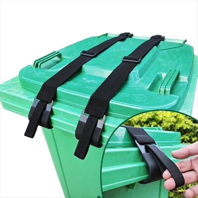 SODIAL Lot de 2 Sangles de Verrouillage pour Couvercle de Poubelle en Métal à Double Griffe Cordon avec Crochets pour Poubelle Support de Vert - Publicité SODIAL Lot de 2 Sangles de Verrouillage pour Couvercle de Poubelle en Métal à Double Griffe Cordon avec Crochets pour Poubelle Support de Vert - Publicité