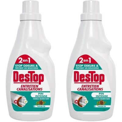 Destop - Lot De 2 Gels Entretien Canalisations Parfum Pin - Parfum Pin - Canalisations - drain cleaner gel - Publicité Destop - Lot De 2 Gels Entretien Canalisations Parfum Pin - Parfum Pin - Canalisations - drain cleaner gel - Publicité