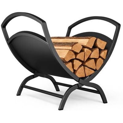 VOUNOT® Range bûche 40 5x32x33cm - Porte bûche en métal pour chéminée - Support à bois noir Noir - Publicité VOUNOT® Range bûche 40 5x32x33cm - Porte bûche en métal pour chéminée - Support à bois noir Noir - Publicité