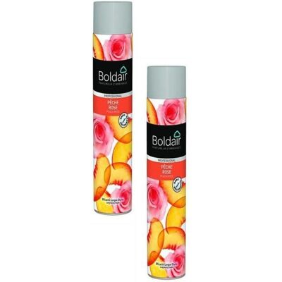 Boldair Lot de 2 Aérosols 750 ml Désodoriasant parfumant pêche rose - Publicité Boldair Lot de 2 Aérosols 750 ml Désodoriasant parfumant pêche rose - Publicité