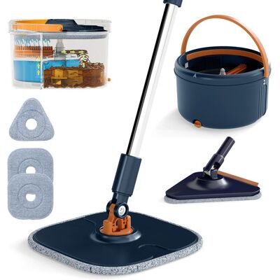 Serpillère COSTWAY avec Seau et 3 Tampons Balai Rotative à 360°avec Essoreuse Fonction Lavage et Séchage Bleu Bleu - Publicité Serpillère COSTWAY avec Seau et 3 Tampons Balai Rotative à 360°avec Essoreuse Fonction Lavage et Séchage Bleu Bleu - Publicité