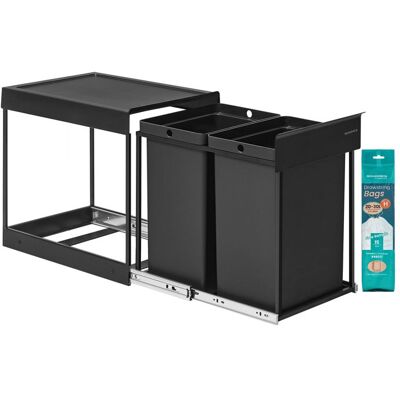 Poubelle de Cuisine Coulissante - SONGMICS - 2 x 20 L - Noir - Acier et ABS Noir - Publicité Poubelle de Cuisine Coulissante - SONGMICS - 2 x 20 L - Noir - Acier et ABS Noir - Publicité