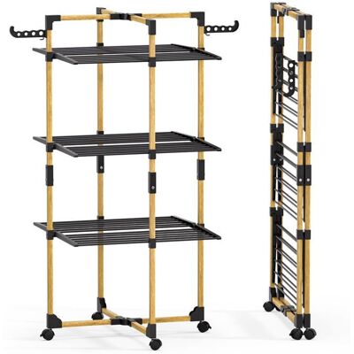 VOUNOT® Séchoir à linge tour pliable 99x69x135 5cm Étendoir 3 niveaux grande capacité avec roulettes 25m d’étendage Noir Noir - Publicité VOUNOT® Séchoir à linge tour pliable 99x69x135 5cm Étendoir 3 niveaux grande capacité avec roulettes 25m d’étendage Noir Noir - Publicité