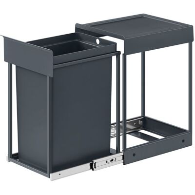 SONGMICS Poubelle de Cuisine Extractible 20 L en Acier Couvercle en Plastique ABS Gris Gris - Publicité SONGMICS Poubelle de Cuisine Extractible 20 L en Acier Couvercle en Plastique ABS Gris Gris - Publicité