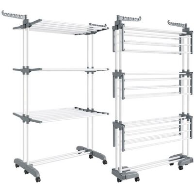 SONGMICS Étendoir à Linge Séchoir Mobile à 4 Niveaux avec Roulettes Pliable 635 x 1255 x 173 cm Grande Capacité Blanc et Gris Blanc - Publicité SONGMICS Étendoir à Linge Séchoir Mobile à 4 Niveaux avec Roulettes Pliable 635 x 1255 x 173 cm Grande Capacité Blanc et Gris Blanc - Publicité