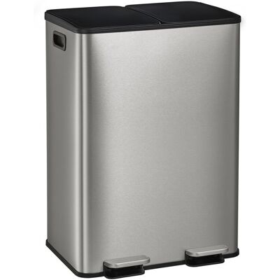 SONGMICS Poubelle de Cuisine 2 x 30 Litres 2 Compartiments Poubelle à Pédale Couvercle à Fermeture Douce Inox Argent - Publicité SONGMICS Poubelle de Cuisine 2 x 30 Litres 2 Compartiments Poubelle à Pédale Couvercle à Fermeture Douce Inox Argent - Publicité