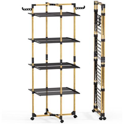 VOUNOT® Séchoir à linge tour pliable 99x69x175 5cm Étendoir 4 niveaux grande capacité avec roulettes 33m d’étendage Noir Noir - Publicité VOUNOT® Séchoir à linge tour pliable 99x69x175 5cm Étendoir 4 niveaux grande capacité avec roulettes 33m d’étendage Noir Noir - Publicité