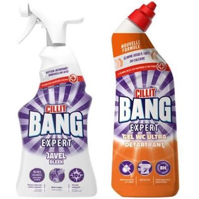 CILLIT BANG Spray expert Javel 750ml + Gel WC Nettoyant Surpuissant Ultra Détartrant - 750 ml - Publicité CILLIT BANG Spray expert Javel 750ml + Gel WC Nettoyant Surpuissant Ultra Détartrant - 750 ml - Publicité