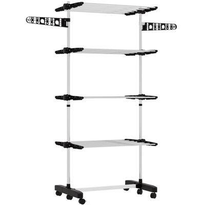 Séchoir à linge pliable HOMCOM étendoir linge intérieur et extérieur seche linge etendoir avec 2 ailes latérales et 6 roulettes Noir - Publicité Séchoir à linge pliable HOMCOM étendoir linge intérieur et extérieur seche linge etendoir avec 2 ailes latérales et 6 roulettes Noir - Publicité