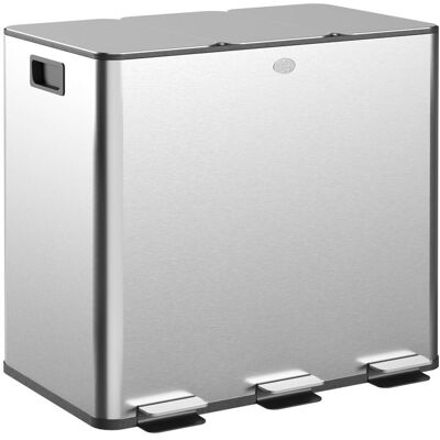 Poubelle de cuisine - HOMCOM - 3 compartiments de 15L - seaux intérieurs amovibles - acier inoxydable - 61 9x36 6x43 2cm - argent Gris - Publicité Poubelle de cuisine - HOMCOM - 3 compartiments de 15L - seaux intérieurs amovibles - acier inoxydable - 61 9x36 6x43 2cm - argent Gris - Publicité