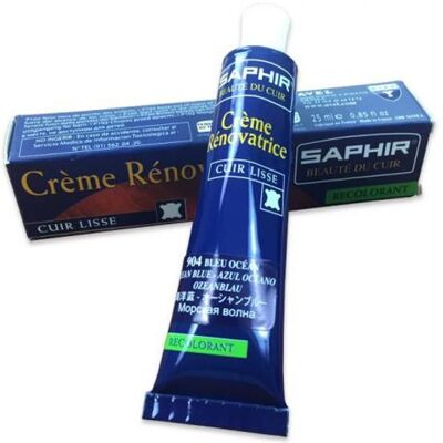 Cirage Crème Rénovatrice SAPHIR tube 25 ml bleu petrole - Publicité Cirage Crème Rénovatrice SAPHIR tube 25 ml bleu petrole - Publicité