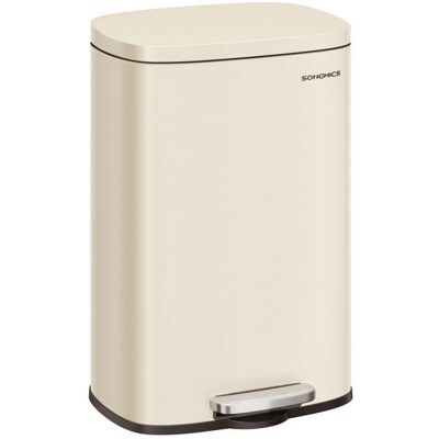 SONGMICS Poubelle 50 L Fermeture en Douceur avec Pédale en Acier Beige Sable Beige - Publicité SONGMICS Poubelle 50 L Fermeture en Douceur avec Pédale en Acier Beige Sable Beige - Publicité