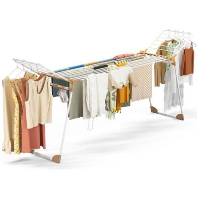 VOUNOT® Étendoir à linge extensible pliable métal renforcée 284x55x122cm Séchoir télescopique grande capacité Blanc Blanc - Publicité VOUNOT® Étendoir à linge extensible pliable métal renforcée 284x55x122cm Séchoir télescopique grande capacité Blanc Blanc - Publicité