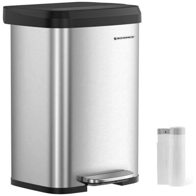 SONGMICS Poubelle de Cuisine 50L Poubelle à Pédale en Métal avec Couvercle Grande et Haute Argent et Noir Noir - Publicité SONGMICS Poubelle de Cuisine 50L Poubelle à Pédale en Métal avec Couvercle Grande et Haute Argent et Noir Noir - Publicité