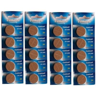 Eunicell - Lot de 20 piles CR2450 lithium 3 volt - Publicité Eunicell - Lot de 20 piles CR2450 lithium 3 volt - Publicité