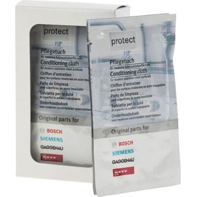 BOSCH 00311134 - Lingettes pour surfaces en acier inoxydable - boîte de 5 chiffons - Publicité BOSCH 00311134 - Lingettes pour surfaces en acier inoxydable - boîte de 5 chiffons - Publicité