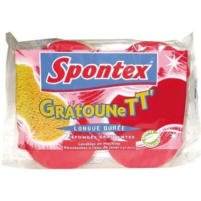 Spontex Lot de 2 éponges végétales Gratounette - Publicité Spontex Lot de 2 éponges végétales Gratounette - Publicité