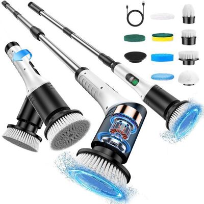 OEM Brosse électrique Nettoyage Rotative 9 Têtes 2 Vitesses Manche ExtensibleAngles Réglables Brosse Nettoyage Salle de Bain Blanc - Publicité OEM Brosse électrique Nettoyage Rotative 9 Têtes 2 Vitesses Manche ExtensibleAngles Réglables Brosse Nettoyage Salle de Bain Blanc - Publicité