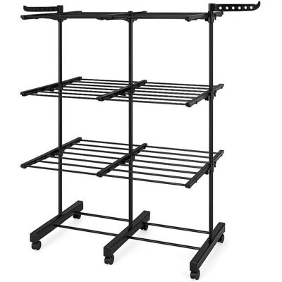 KITCHEN MOVE Séchoir à linge extensible XXL EXTRA 38M 3 niveaux Black Noir - Publicité KITCHEN MOVE Séchoir à linge extensible XXL EXTRA 38M 3 niveaux Black Noir - Publicité