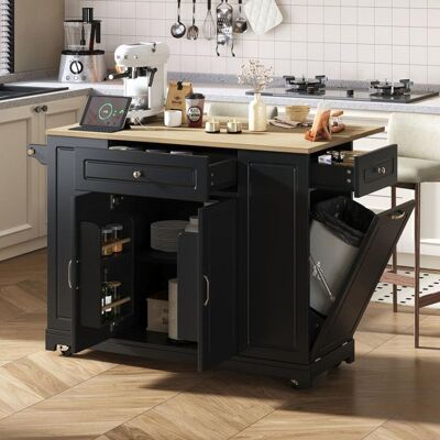 Generic Îlot de cuisine à roulettes Ilot central cuisine extensible pour salle à manger avec tiroirs et compartiment poubelle Noir - Publicité Generic Îlot de cuisine à roulettes Ilot central cuisine extensible pour salle à manger avec tiroirs et compartiment poubelle Noir - Publicité