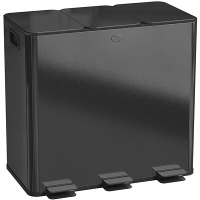 Poubelle de cuisine - HOMCOM - 3 compartiments de 20L - seaux intérieurs amovibles - acier inoxydable - 61 9x36 6x56 7cm - noir Noir - Publicité Poubelle de cuisine - HOMCOM - 3 compartiments de 20L - seaux intérieurs amovibles - acier inoxydable - 61 9x36 6x56 7cm - noir Noir - Publicité