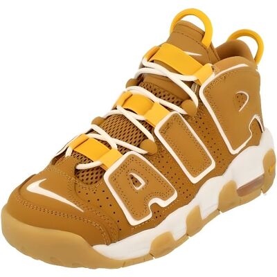 Chaussures de basketball Nike Air More Uptempo GS - Marron - Jaune - Doré - Enfant - Mixte - Indoor - Respirant Jaune - Publicité Chaussures de basketball Nike Air More Uptempo GS - Marron - Jaune - Doré - Enfant - Mixte - Indoor - Respirant Jaune - Publicité