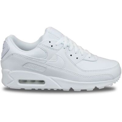 Basket Homme - Nike - Air Max 90 Leather Blanc - Textile - Lacets - Semelle Gomme Blanc - Publicité Basket Homme - Nike - Air Max 90 Leather Blanc - Textile - Lacets - Semelle Gomme Blanc - Publicité