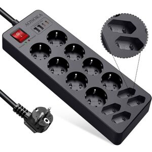 Multiprise Electrique USB C 12 PrisesMultiprise Parafoudre Jusquà 1700 Joules4 Ports USB Rallonge Electrique Prise Multiple av Noir - Publicité Multiprise Electrique USB C 12 PrisesMultiprise Parafoudre Jusquà 1700 Joules4 Ports USB Rallonge Electrique Prise Multiple av Noir - Publicité