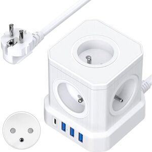 PZCC Multiprise Cube 9-en-1 avec USB 5 Prises EU avec 3 Ports USB-A et 1 Port USB-C 4000W Prise avec Interrupteur et Cable 2M Rallonge - Publicité PZCC Multiprise Cube 9-en-1 avec USB 5 Prises EU avec 3 Ports USB-A et 1 Port USB-C 4000W Prise avec Interrupteur et Cable 2M Rallonge - Publicité