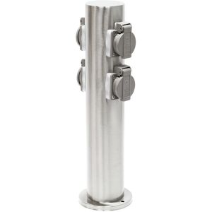 Wiltec Multiprise de jardin quadruple – 4 prises – 110 x 110 x 400 mm – Design colonne d’énergie – en Acier affiné inox – Utilisatio Gris - Publicité Wiltec Multiprise de jardin quadruple – 4 prises – 110 x 110 x 400 mm – Design colonne d’énergie – en Acier affiné inox – Utilisatio Gris - Publicité