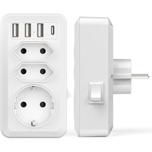 TANDE USB Secteur Multiple 7 en 1 USB Chargeur Multiprise Murale avec 3 Sortie AC (16A 3800W) 3 Ports USB 5V/3.4A 1 Port Type-C Blanc - Publicité TANDE USB Secteur Multiple 7 en 1 USB Chargeur Multiprise Murale avec 3 Sortie AC (16A 3800W) 3 Ports USB 5V/3.4A 1 Port Type-C Blanc - Publicité