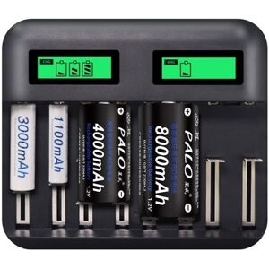 BORLAI® 8 Slots Chargeur AA AAA Piles C D Batterie rechargeable Chargeur de batterie USB intelligent multifonction LCD-keeper - Publicité BORLAI® 8 Slots Chargeur AA AAA Piles C D Batterie rechargeable Chargeur de batterie USB intelligent multifonction LCD-keeper - Publicité